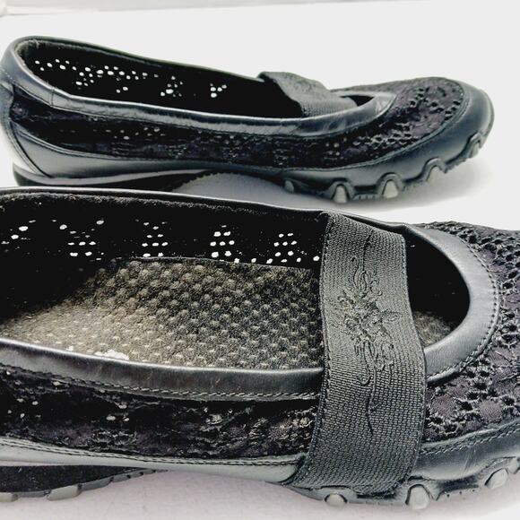 Shoes Flat Women Black Lace Elastic Strap Leather Comfort Minimalist Office 7.5 - Picture 8 of 8